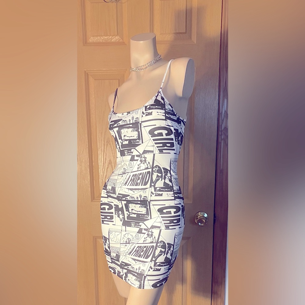 Graphic Print Black and White Dress